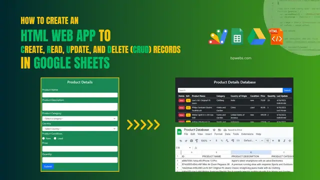 'Video thumbnail for How to Create an Online Data Entry Form that can Perform CRUD Operations on Google Sheets'