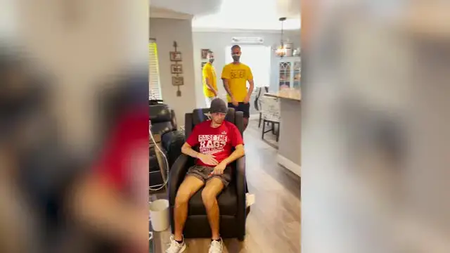 'Video thumbnail for Cancer Patient Surprised As His Friends Shave Their Heads In Support Of Him | Happily TV'
