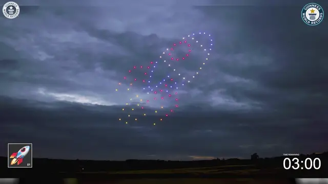 'Video thumbnail for Christopher Bradbury sets Guinness World Records title for most emojis formed with drones'