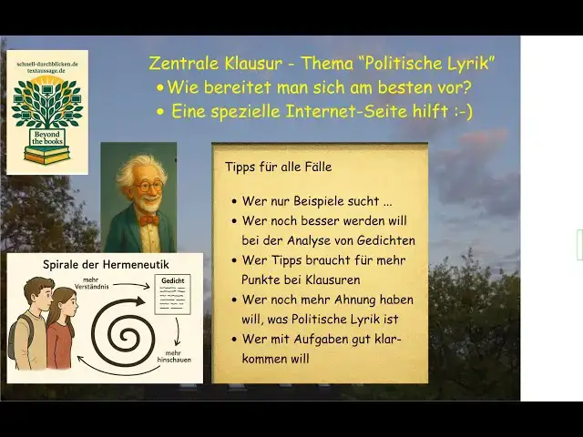 'Video thumbnail for Zentrale Klausur - Politische Lyrik - Tipps und Materialien zur optimalen Vorbereitung -'