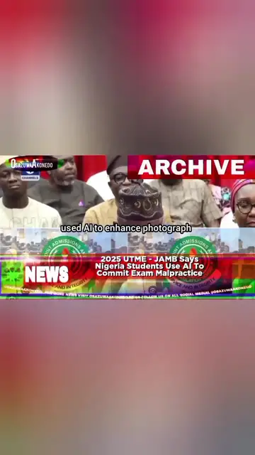 'Video thumbnail for 2025 UTME - JAMB Says Nigeria Students Use AI To Commit Exam Malpractice     '