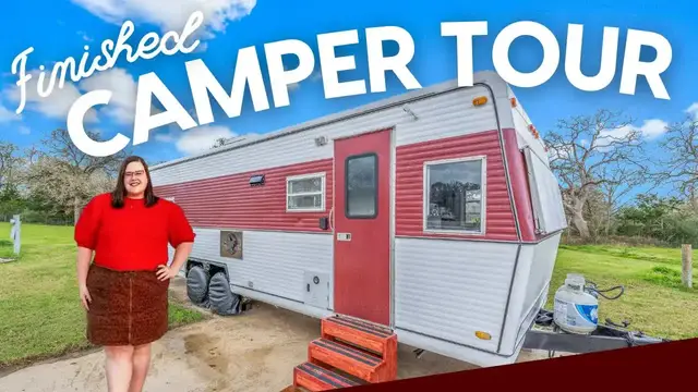 'Video thumbnail for budget girl: vintage holiday rambler rv renovation! airbnb tour & income stream'