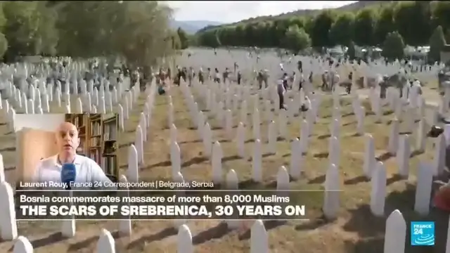 'Video thumbnail for Bosnia commemorates massacre of more than 8,000 Muslims 30 years ago'