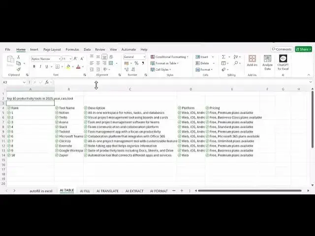 'Video thumbnail for How to use the AI Function in Excel with Examples'