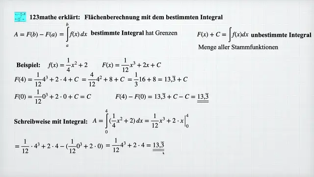 'Video thumbnail for Bestimmtes Integral Flächenberechnung'