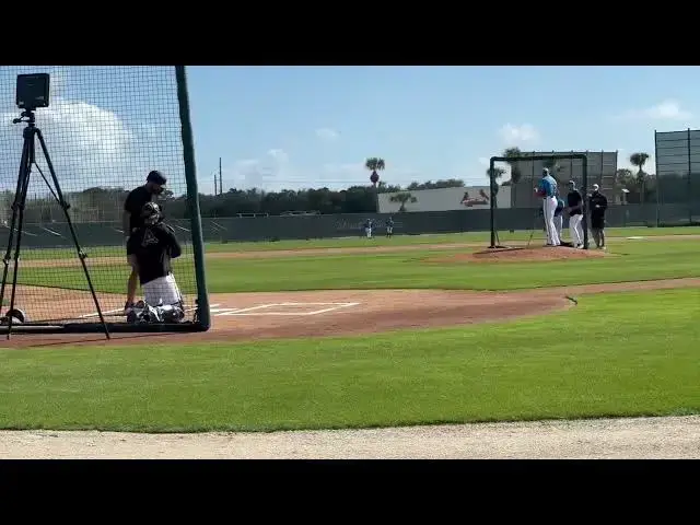 'Video thumbnail for Derek Hill vs. Sandy Alcantara Live Batting Practice with Miami Marlins! (2025 MLB Spring Training)'