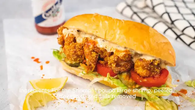 'Video thumbnail for shrimp po boy recipe'