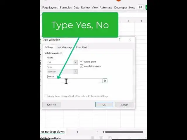 'Video thumbnail for How to add Yes and No Drop Down Options in Excel'