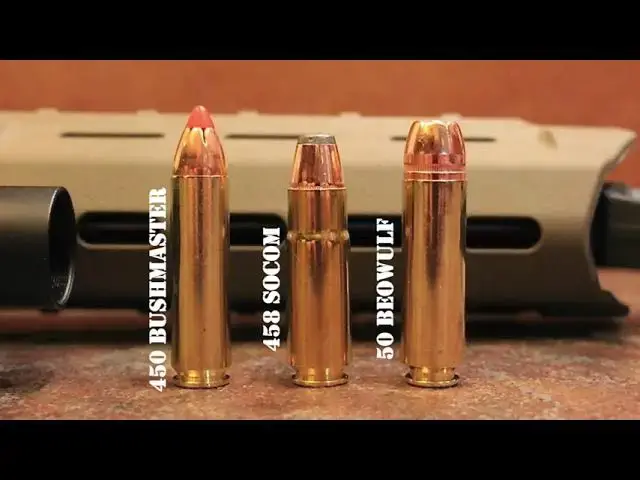 'Video thumbnail for 450 Bushmaster vs 458 SOCOM vs 50 Beowulf'