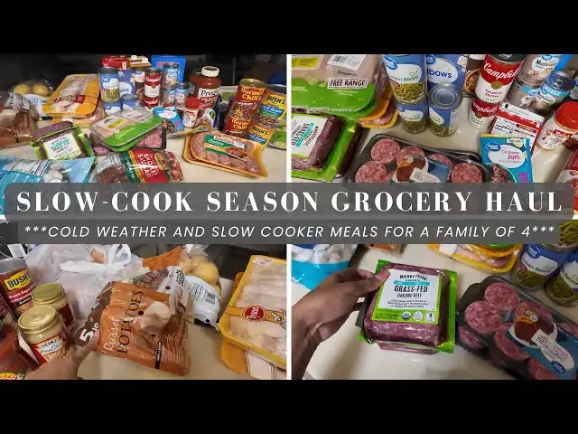 'Video thumbnail for FAMILY OF 4 WALMART GROCERY HAUL: SLOW COOKER SEASON GROCERY HAUL AND COLD WEATHER MEALS'
