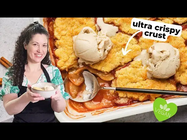 'Video thumbnail for Vegan Peach Cobbler #veganrecipes #peach #dessert #easyrecipe'