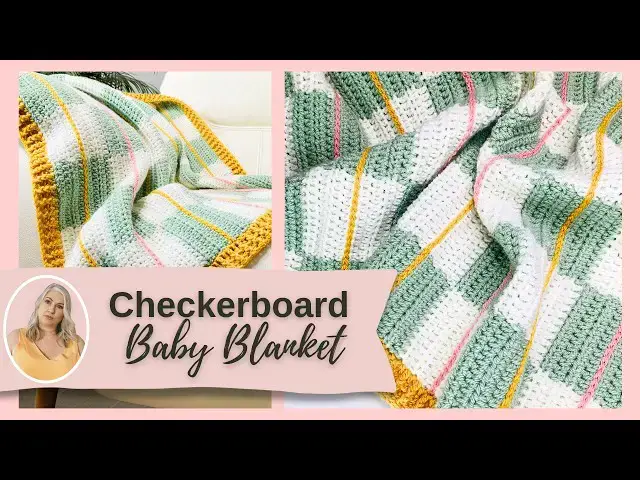 'Video thumbnail for Learn How to Make a Checkerboard Baby Blanket With Surface Crochet Stripes'