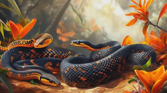 'Video thumbnail for Black and Orange Snakes: A Colorful Journey'
