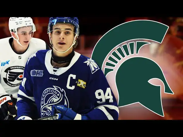 'Video thumbnail for Flyers prospect Porter Martone COMMITS to Michigan State'