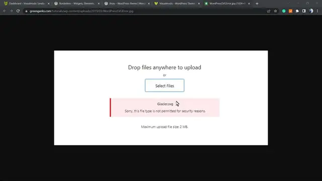 'Video thumbnail for How To Allow SVG Files Upload in WordPress_ Sorry file type not permitted for security reasons FIXED'