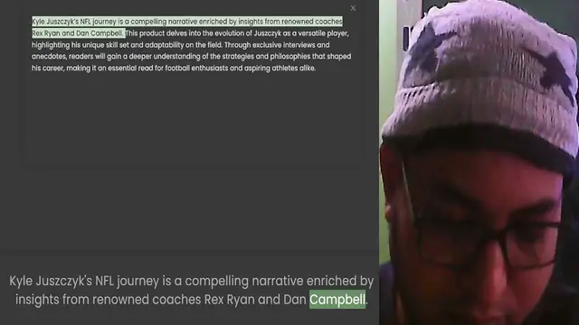 'Video thumbnail for Kyle Juszczyk’s NFL journey is a compelling narrative enriched by insights from renowned coaches Rex Ryan and Dan Campbell. This product delves into the evolution of Juszczyk as a versatile player, highlighting his unique skill set and ad'