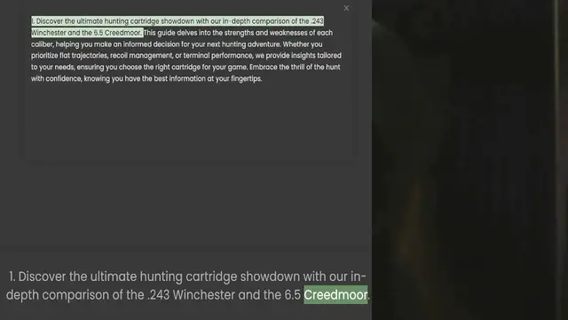 'Video thumbnail for 1. Discover the ultimate hunting cartridge showdown with our in-depth comparison of the .243 Winchester and the 6.5 Creedmoor. This guide delves into the strengths and weaknesses of each caliber, helping you make an informed decision for'