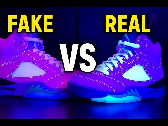 'Video thumbnail for How to Identify the Fake Air Jordan 5 Grapes ( Black Light Test)'