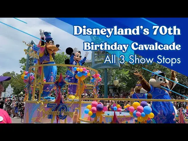 'Video thumbnail for Disneyland's 70th Birthday Cavalcade | All 3 Show Stops | Disneyland Resort 70th Celebration 4K'