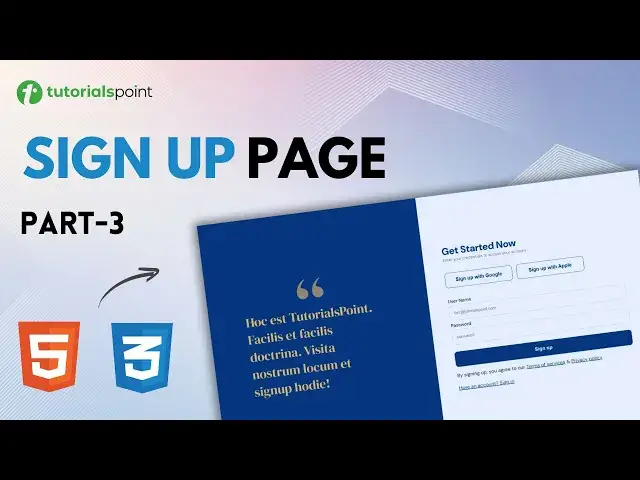 'Video thumbnail for How to create Signup Landing Page using HTML & CSS | Part 3'