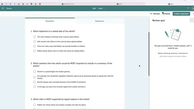 'Video thumbnail for Convert a Newsela Quiz to a Self-Grading Microsoft Form!'