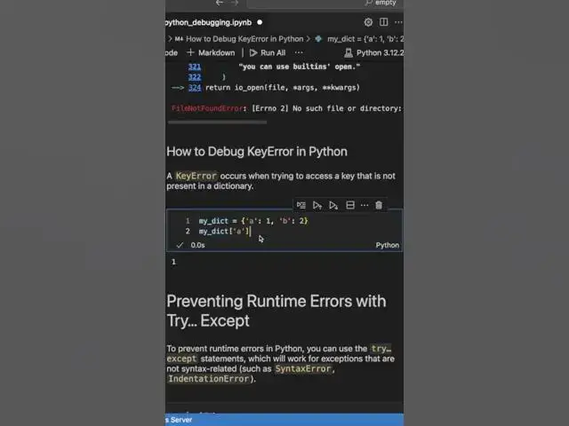 'Video thumbnail for KeyError Exception in Python (debugging) #python #KeyError #shorts #coding #programming'