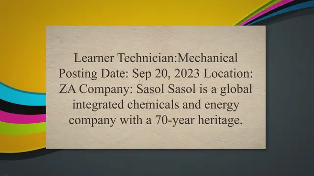 'Video thumbnail for Sasol Mechanical technician learnership'