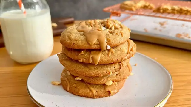 'Video thumbnail for Bakery-Style Peanut Butter Cookies Recipe'