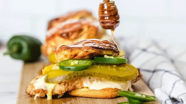 'Video thumbnail for Our Hot Honey Chicken Biscuit Sandwich Recipe Is Sweet And Spicy'