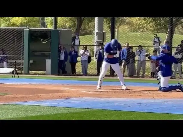 'Video thumbnail for Dalton Rushing vs. Landon Knack Live Batting Practice with Dodgers! (2025 MLB Spring Training)'