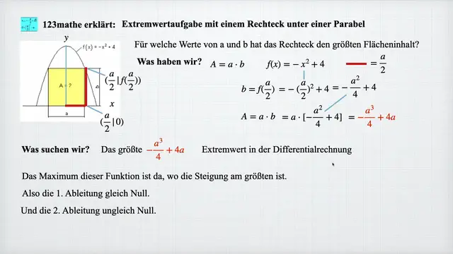 'Video thumbnail for Extremwert Rechteck Parabel'