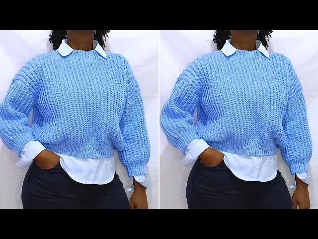 'Video thumbnail for EASY Crochet Sweater Tutorial | How to crochet a trendy puff sleeve sweater tutorial | DIY sweater'