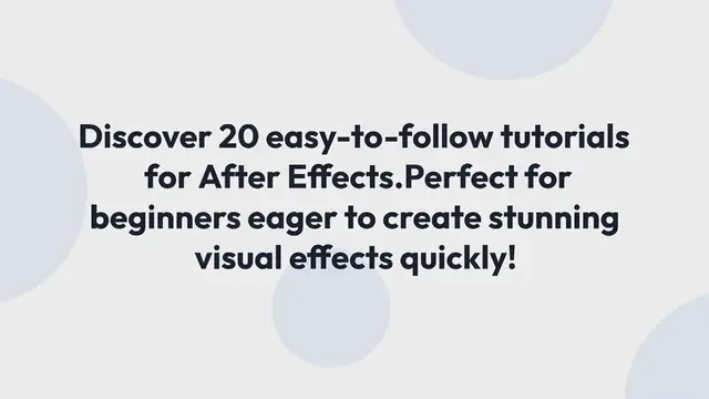 'Video thumbnail for 20 Super Easy After Effects Tutorials For Newbies'