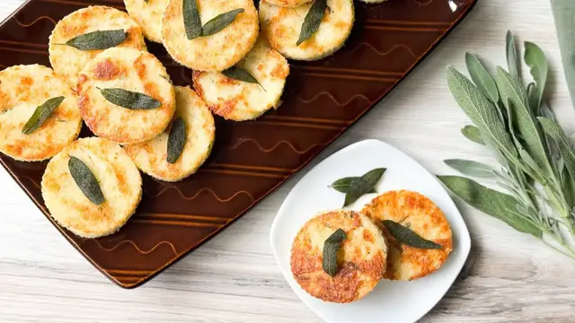 'Video thumbnail for Cheesy Truffled Grit Cakes Recipe'
