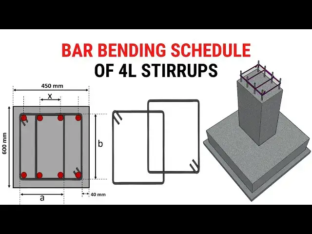 'Video thumbnail for Bar bending schedule of  4L stirrups | BBS of 4L Ties | Reinforcement details | Civil Tutor'