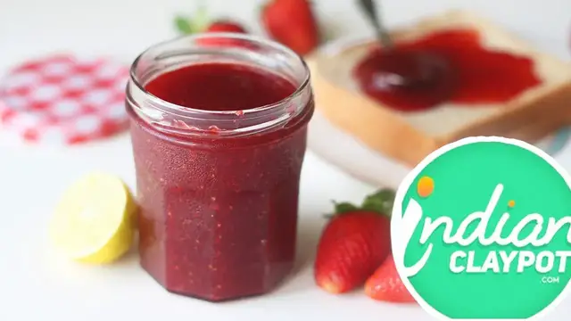 'Video thumbnail for Fresh Homemade Strawberry Jam Recipe - The Indian Claypot'