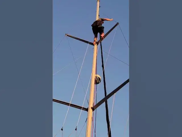 'Video thumbnail for Our son volunteers to go up our sailboat mast. #svaguaazul #sailboat #boat'