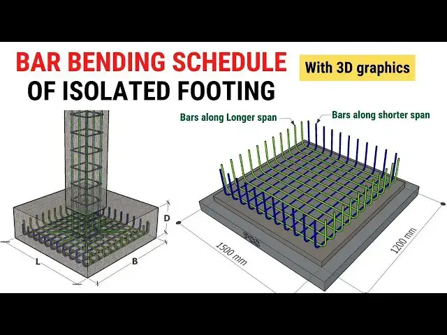 'Video thumbnail for Bar bending schedule of single mesh isolated footing | BBS of footing | Civil Tutor #BBS #footings'